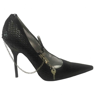 Pre-owned Dolce & Gabbana Black Python Heels