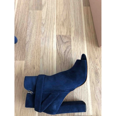 Pre-owned Miu Miu Open Toe Boots In Blue