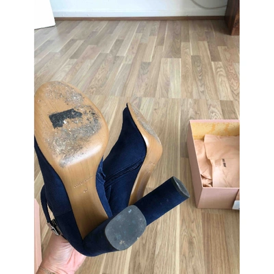 Pre-owned Miu Miu Open Toe Boots In Blue