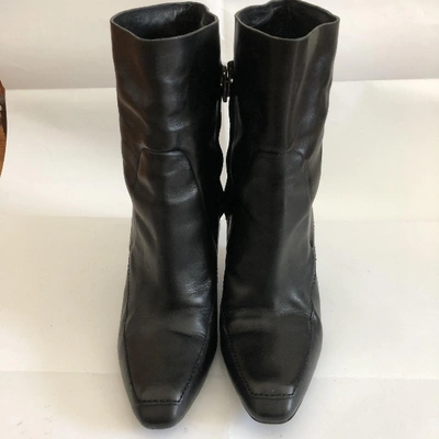 Pre-owned Alexander Wang Leather Ankle Boots In Black