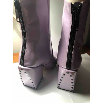 Pre-owned Petar Petrov Patent Leather Ankle Boots In Purple