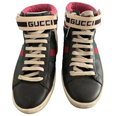 Pre-owned Gucci Dapper Dan Leather Trainers In Black