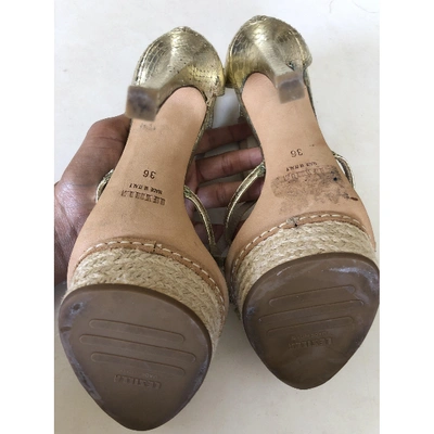 Pre-owned Le Silla Gold Python Sandals