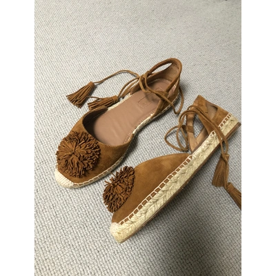 Pre-owned Aquazzura Camel Suede Espadrilles