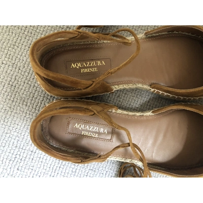 Pre-owned Aquazzura Camel Suede Espadrilles