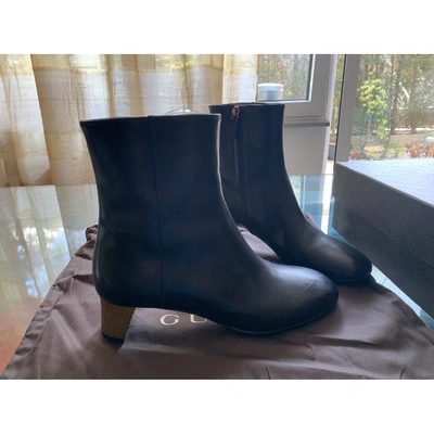 Pre-owned Gucci Arielle Black Leather Ankle Boots