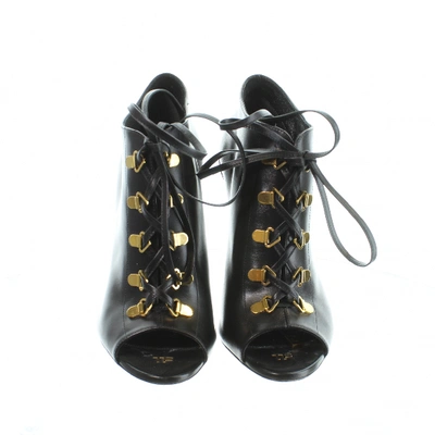 Pre-owned Tom Ford Leather Open Toe Boots In Black