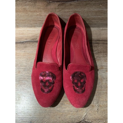 Pre-owned Alexander Mcqueen Red Suede Ballet Flats