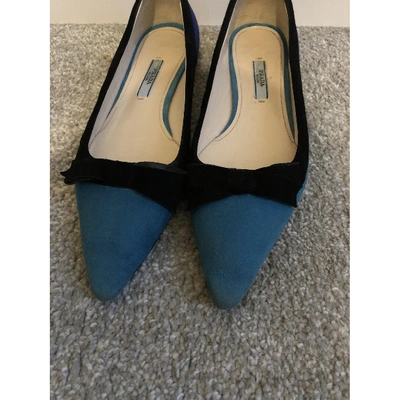 Pre-owned Prada Ballet Flats In Turquoise