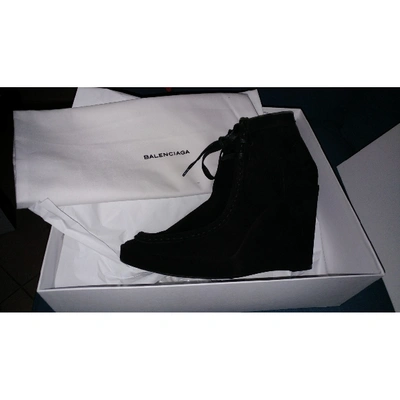 Pre-owned Balenciaga Black Suede Ankle Boots