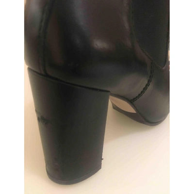 Pre-owned Stuart Weitzman Black Leather Ankle Boots