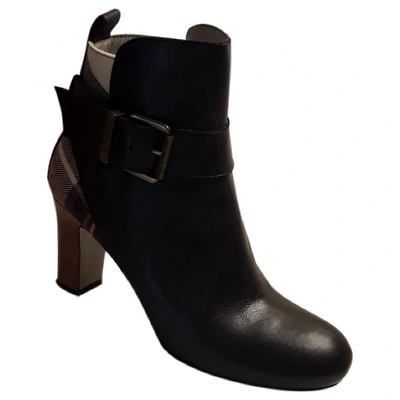 Pre-owned Diane Von Furstenberg Leather Ankle Boots In Black