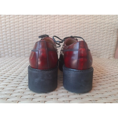 PRADA Pre-owned Leather Lace Ups In Red