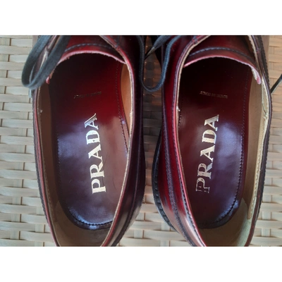 PRADA Pre-owned Leather Lace Ups In Red
