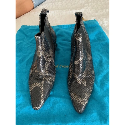 Pre-owned Jean-michel Cazabat Python Ankle Boots