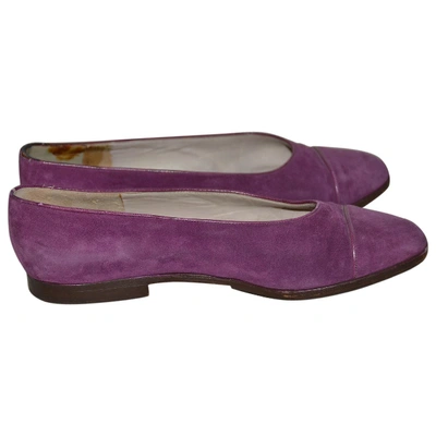 Pre-owned Chanel Purple Suede Ballet Flats