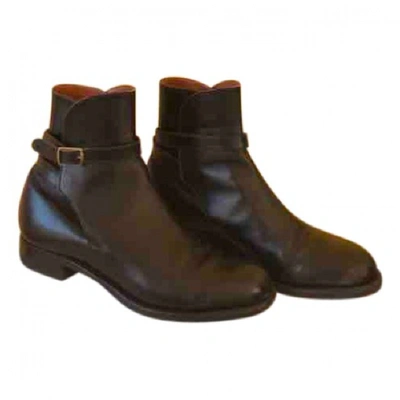 Pre-owned Jm Weston Black Leather Ankle Boots