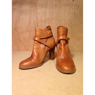 Pre-owned Lemaire Leather Buckled Boots In Camel