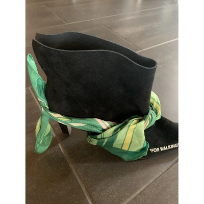 Pre-owned Off-white Black Leather Ankle Boots