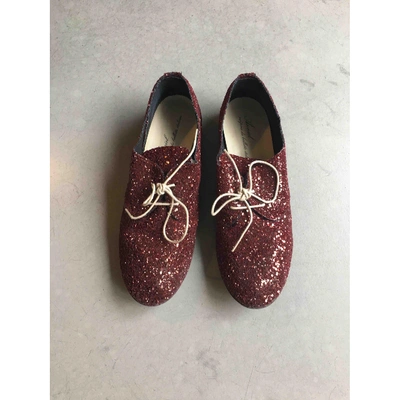 Pre-owned Anniel Glitter Lace Ups In Burgundy