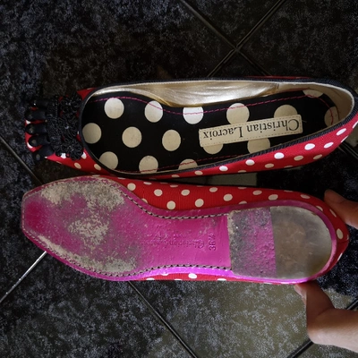 Pre-owned Christian Lacroix Cloth Ballet Flats In Red