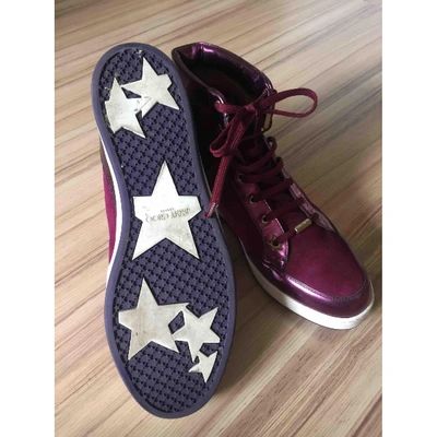 Pre-owned Jimmy Choo Leather Trainers In Burgundy