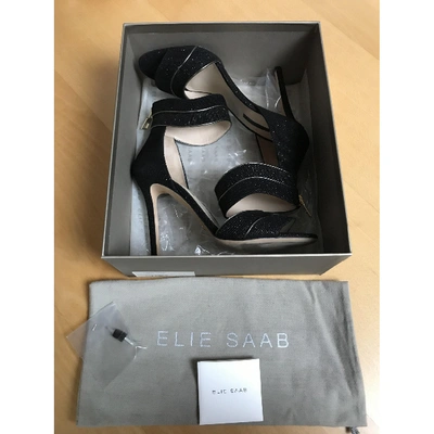Pre-owned Elie Saab Leather Sandals In Black