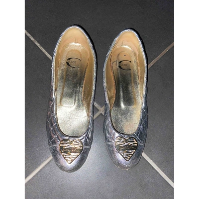 Pre-owned Just Cavalli Leather Ballet Flats In Silver