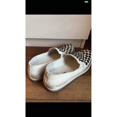 Pre-owned Prada Leather Trainers In White