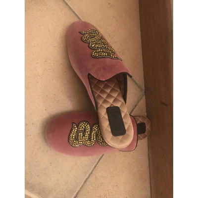Pre-owned Gucci Pink Velvet Flats