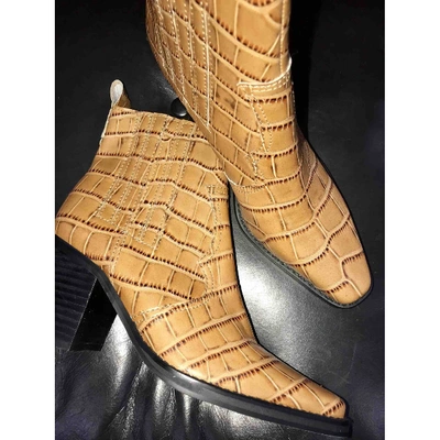 Pre-owned Tony Bianco Leather Western Boots In Camel