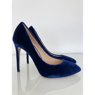 Pre-owned Gucci Sylvie Blue Velvet Heels