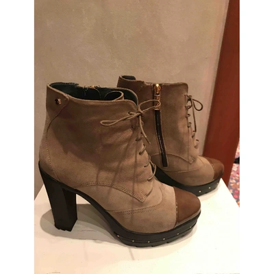 Pre-owned Alberto Guardiani Lace Up Boots In Brown