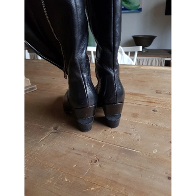 Pre-owned As98 Black Leather Boots