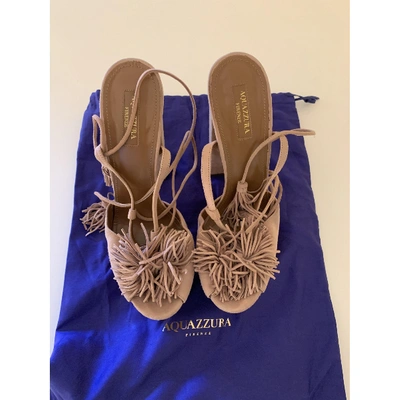 Pre-owned Aquazzura Wild Thing Pink Suede Sandals