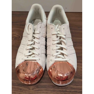 Pre-owned Adidas Originals Superstar Patent Leather Trainers In Beige