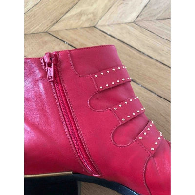 Pre-owned Chloé Susanna Leather Ankle Boots In Red