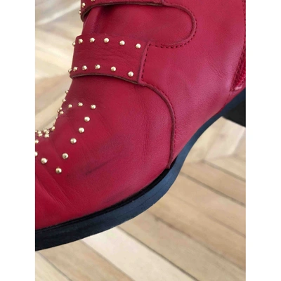 Pre-owned Chloé Susanna Leather Ankle Boots In Red