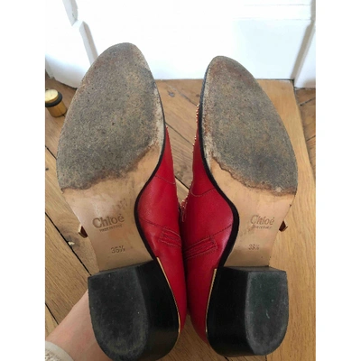 Pre-owned Chloé Susanna Leather Ankle Boots In Red