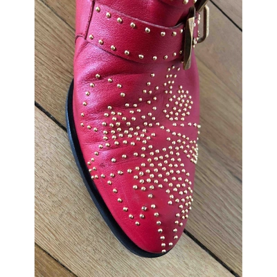 Pre-owned Chloé Susanna Leather Ankle Boots In Red