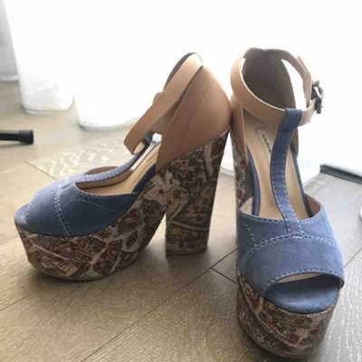 Pre-owned Carven Cloth Sandals In Blue