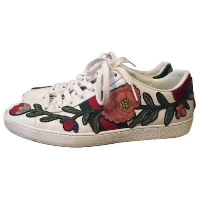 Pre-owned Gucci Ace Leather Trainers