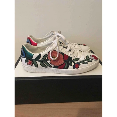 Pre-owned Gucci Ace Leather Trainers