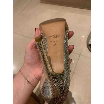 Pre-owned Jimmy Choo Glitter Heels In Silver