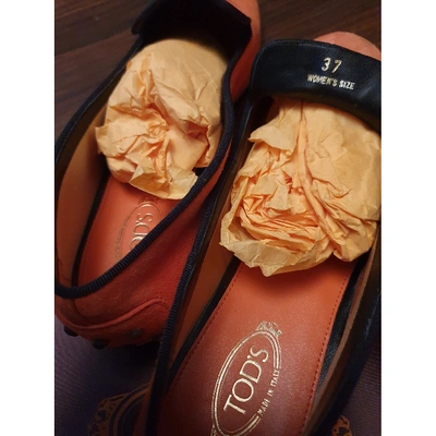Pre-owned Tod's Orange Suede Flats