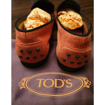 Pre-owned Tod's Orange Suede Flats