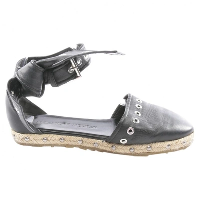 Pre-owned Alexander Mcqueen Black Leather Espadrilles