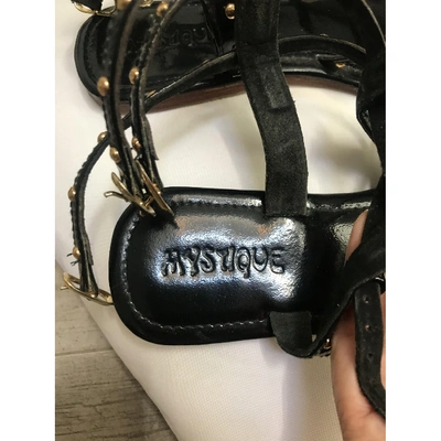 Pre-owned Mystique Leather Sandal In Black