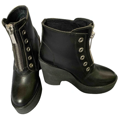 Pre-owned Diesel Black Gold Black Leather Ankle Boots