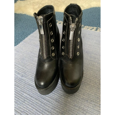 Pre-owned Diesel Black Gold Black Leather Ankle Boots